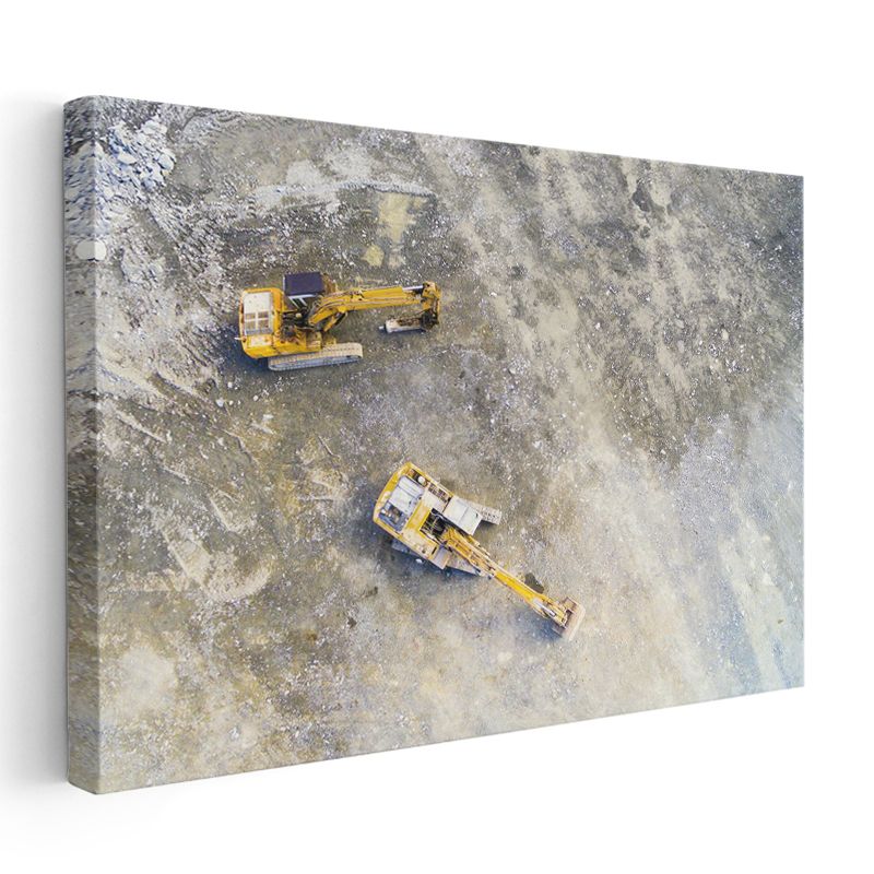 İş Makineleri - Havadan Görünüm İnşaat Ekipmanları Kanvas Tablo