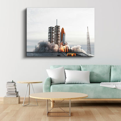 Uzay Mekiği Fırlatma - Kalkış Anında Roket Görünümü Kanvas Tablo