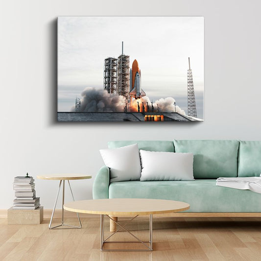 Uzay Mekiği Fırlatma - Kalkış Anında Roket Görünümü Kanvas Tablo