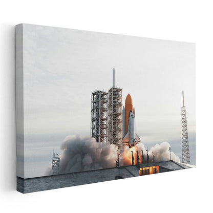 Uzay Mekiği Fırlatma - Kalkış Anında Roket Görünümü Kanvas Tablo