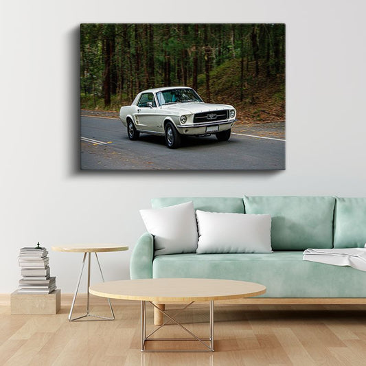 Ford Mustang 1967 - Orman Yolunda Amerikan Klasiği Kanvas Tablo