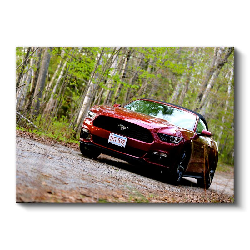 Ford Mustang GT - Bahar Ormanında Kırmızı Spor Araba Kanvas Tablo