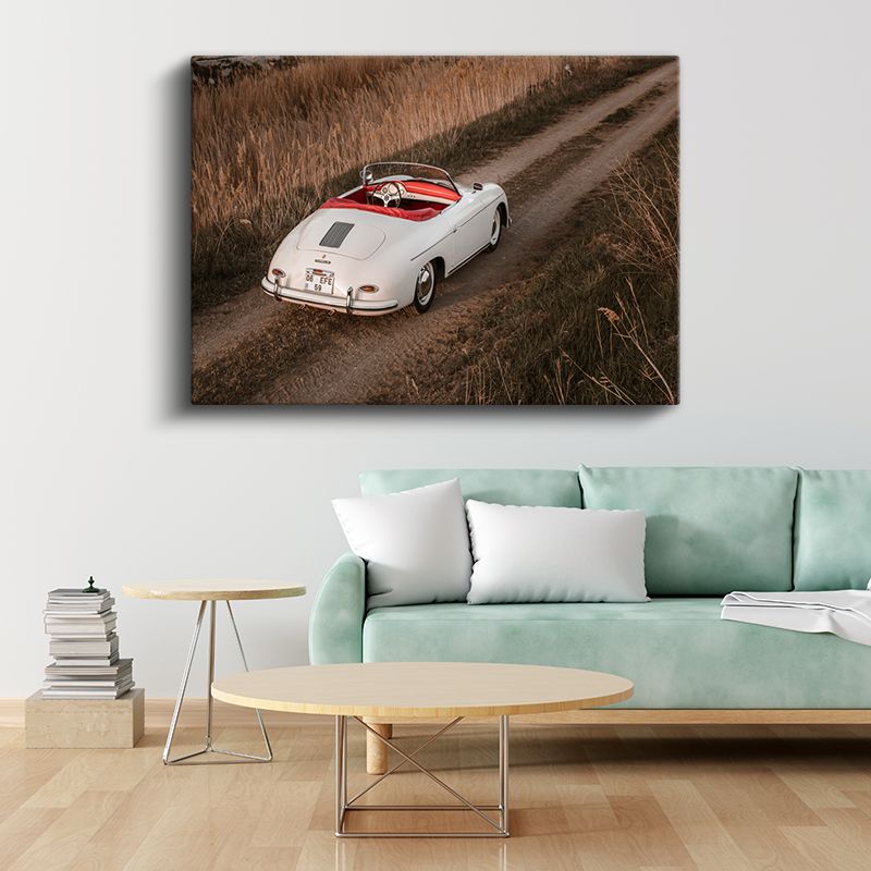 Porsche 356 Speedster - Beyaz Klasik Üstü Açık Spor Otomobil Kanvas Tablo