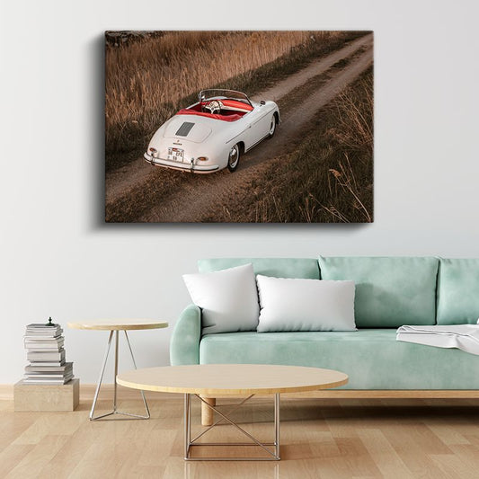 Porsche 356 Speedster - Beyaz Klasik Üstü Açık Spor Otomobil Kanvas Tablo