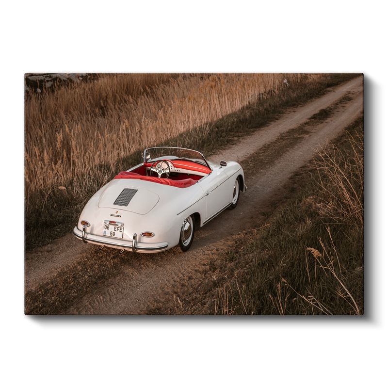 Porsche 356 Speedster - Beyaz Klasik Üstü Açık Spor Otomobil Kanvas Tablo