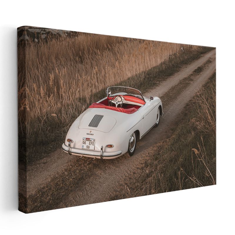 Porsche 356 Speedster - Beyaz Klasik Üstü Açık Spor Otomobil Kanvas Tablo