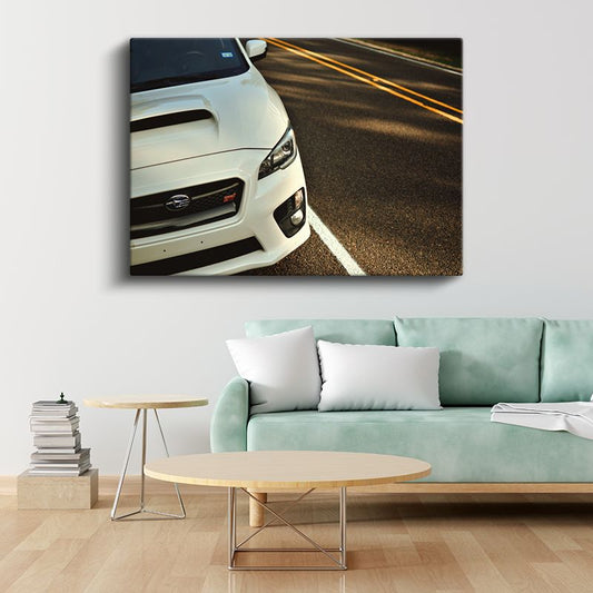 Subaru WRX STI - Beyaz Japon Performans Sedan Kanvas Tablo