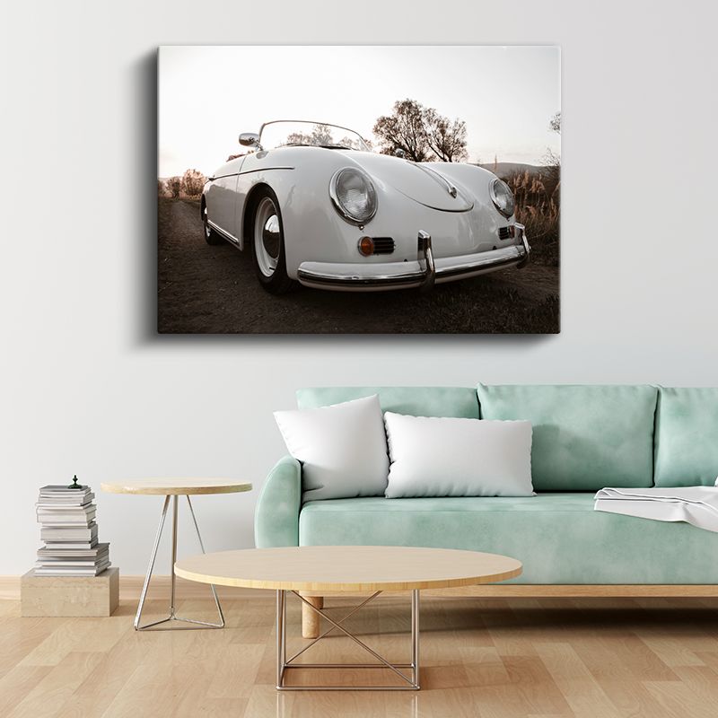 Porsche 356 - Beyaz Klasik Alman Roadster Kanvas Tablo