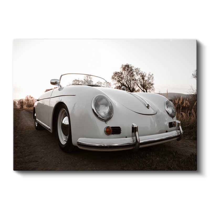 Porsche 356 - Beyaz Klasik Alman Roadster Kanvas Tablo