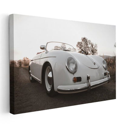 Porsche 356 - Beyaz Klasik Alman Roadster Kanvas Tablo