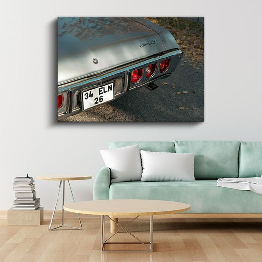 Chevrolet Impala - Klasik Amerikan Otomobili Arka Detay Kanvas Tablo