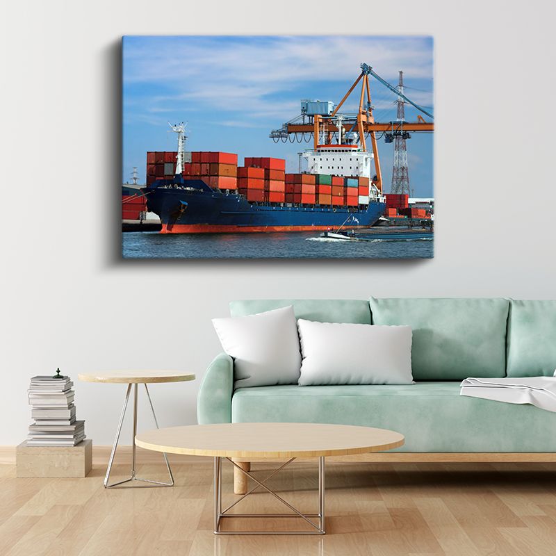 Konteyner Gemisi - Liman Yük Taşıma Deniz Aracı Kanvas Tablo