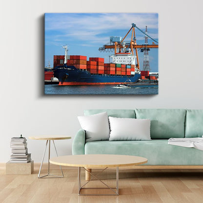 Konteyner Gemisi - Liman Yük Taşıma Deniz Aracı Kanvas Tablo