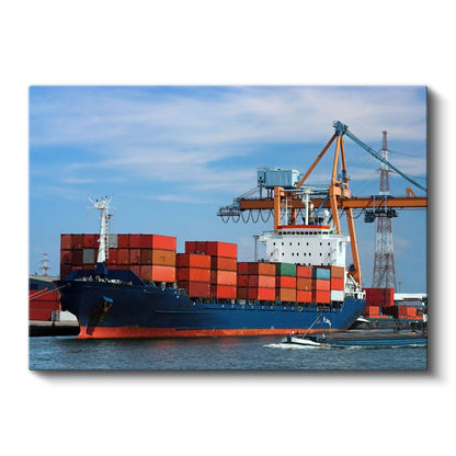 Konteyner Gemisi - Liman Yük Taşıma Deniz Aracı Kanvas Tablo