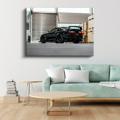 Toyota Supra - Siyah Modifiyeli Japon Spor Otomobil Arka Görünüm Kanvas Tablo
