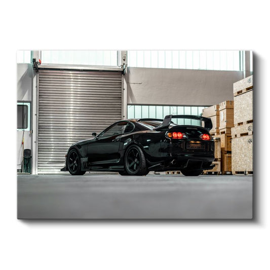 Toyota Supra - Siyah Modifiyeli Japon Spor Otomobil Arka Görünüm Kanvas Tablo