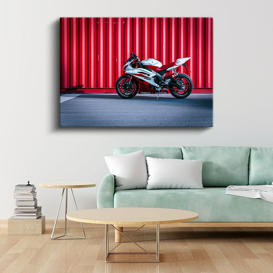Yamaha YZF-R6 - Kırmızı Beyaz Yarış Motosikleti Kanvas Tablo