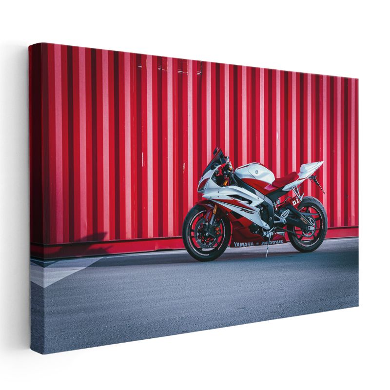 Yamaha YZF-R6 - Kırmızı Beyaz Yarış Motosikleti Kanvas Tablo