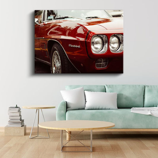 Pontiac Firebird - Kırmızı Klasik Amerikan Muscle Car Kanvas Tablo