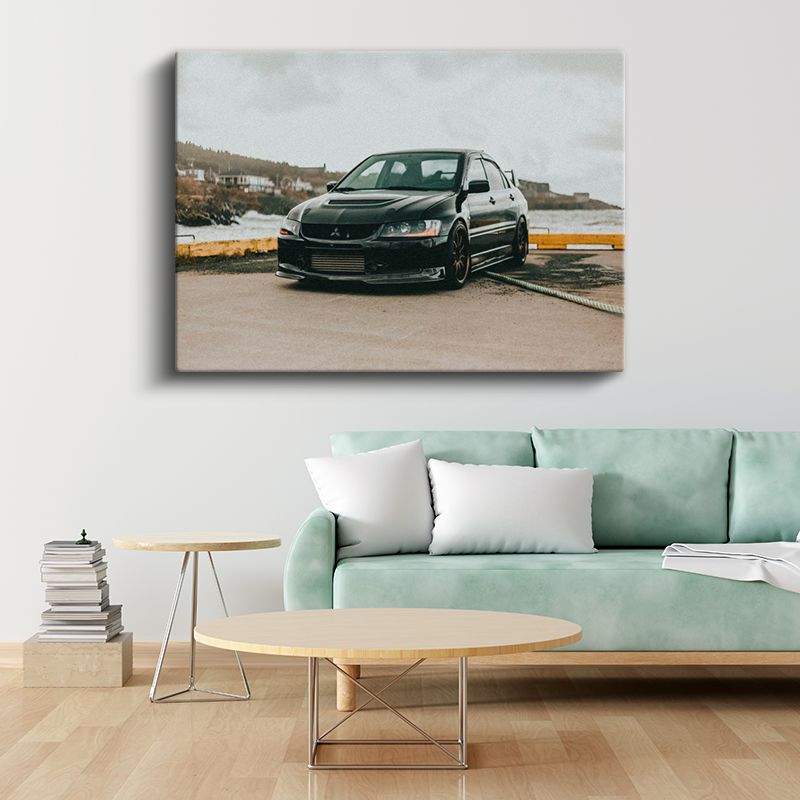 Mitsubishi Lancer Evolution - Siyah Spor Sedan Kanvas Tablo