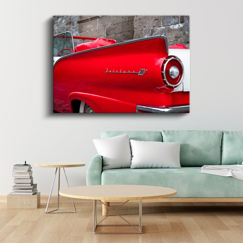 Ford Fairlane - Kırmızı Klasik Amerikan Convertible Kanvas Tablo