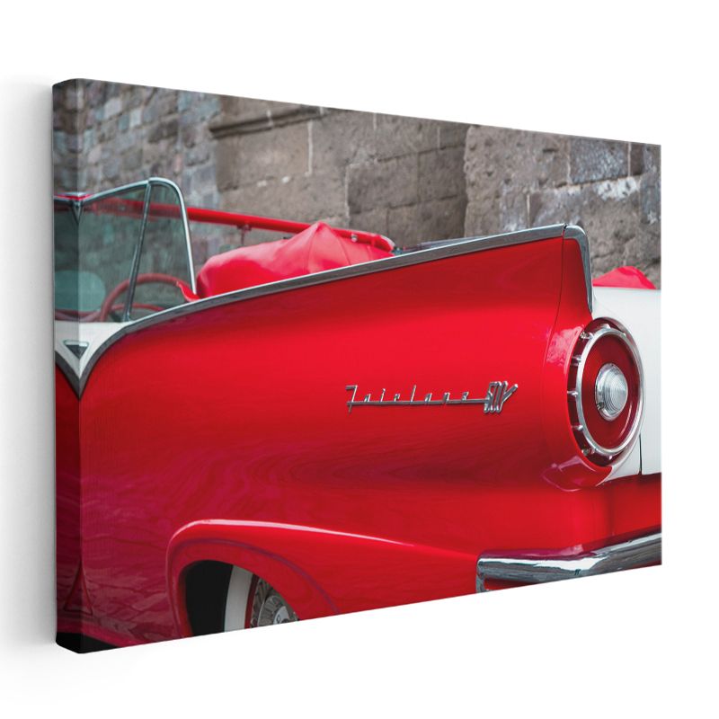Ford Fairlane - Kırmızı Klasik Amerikan Convertible Kanvas Tablo