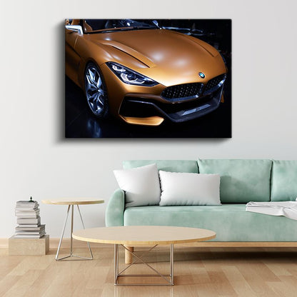 BMW Z4 Concept - Altın Rengi Lüks Spor Otomobil Kanvas Tablo