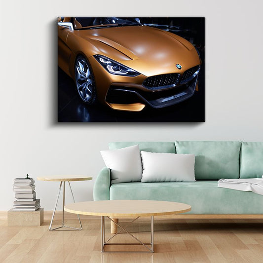 BMW Z4 Concept - Altın Rengi Lüks Spor Otomobil Kanvas Tablo
