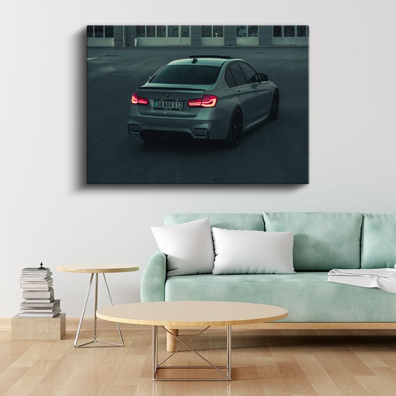 BMW M3 - Gece Aydınlatmalı Arka Görünüm Kanvas Tablo