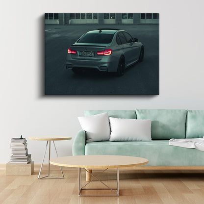 BMW M3 - Gece Aydınlatmalı Arka Görünüm Kanvas Tablo