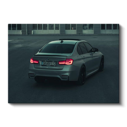 BMW M3 - Gece Aydınlatmalı Arka Görünüm Kanvas Tablo
