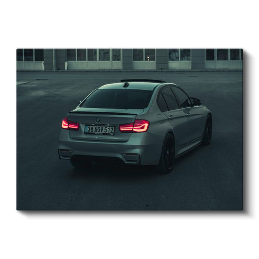 BMW M3 - Gece Aydınlatmalı Arka Görünüm Kanvas Tablo