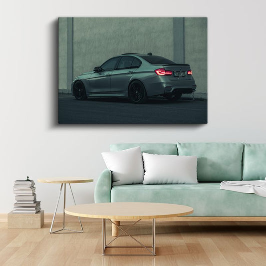 BMW M3 - Yan Profil Gri Performans Sedan Kanvas Tablo