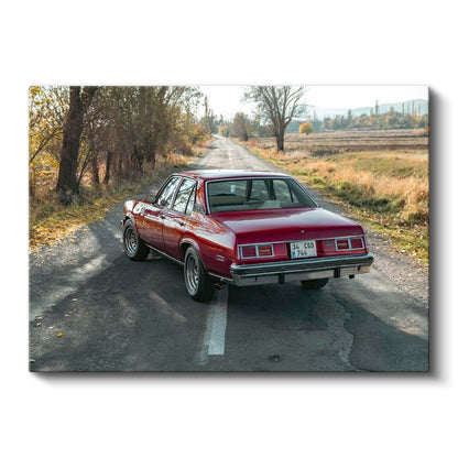 Chevrolet Nova - Kırmızı Klasik Amerikan Sedan Kanvas Tablo
