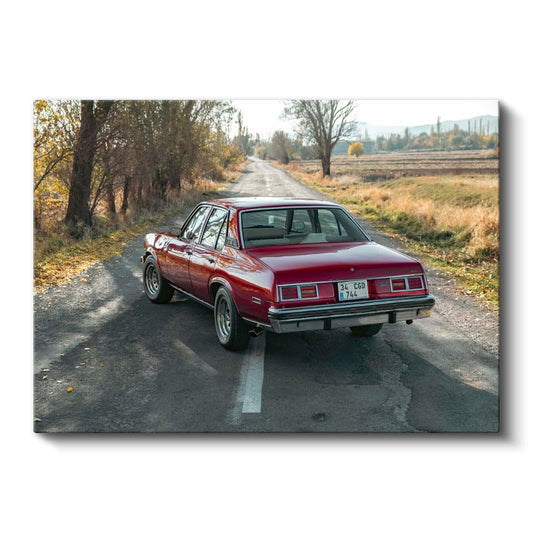 Chevrolet Nova - Kırmızı Klasik Amerikan Sedan Kanvas Tablo