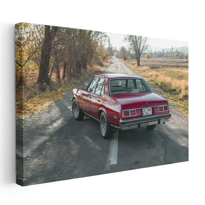 Chevrolet Nova - Kırmızı Klasik Amerikan Sedan Kanvas Tablo