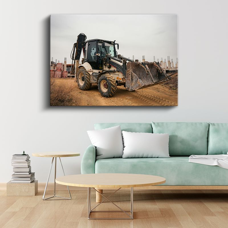 Kepçe Ekskavatör - İş Makinesi Şantiye Kanvas Tablo