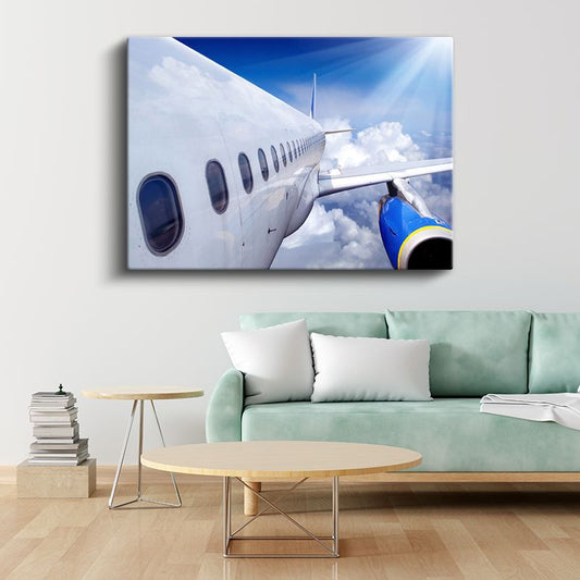 Yolcu Uçağı - Bulutlar Üzerinde Seyahat Kanvas Tablo
