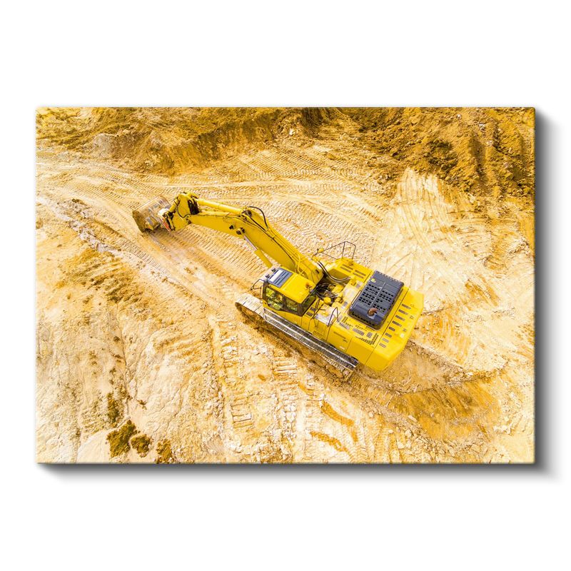 Sarı Ekskavatör - İnşaat Sahası Kanvas Tablo