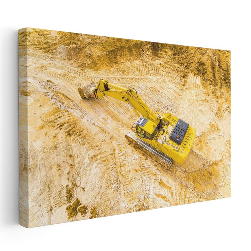 Sarı Ekskavatör - İnşaat Sahası Kanvas Tablo