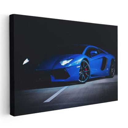 Lamborghini Aventador - Mavi Süper Otomobil Kanvas Tablo