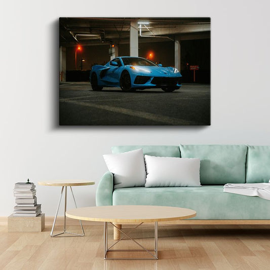 Chevrolet Corvette C8 - Gece Görünümü Kanvas Tablo