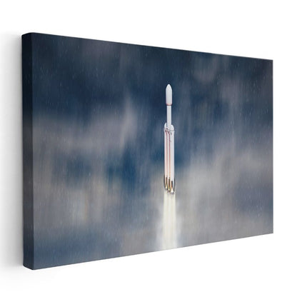 SpaceX Falcon Heavy - Uzay Fırlatma Anı Kanvas Tablo