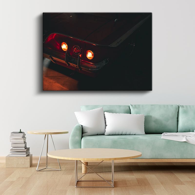 Klasik Otomobil Arka Farları - Gece Görünümü Kanvas Tablo