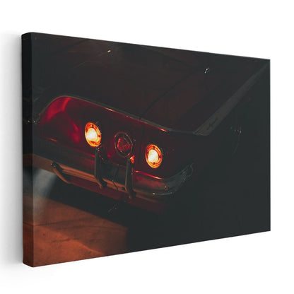 Klasik Otomobil Arka Farları - Gece Görünümü Kanvas Tablo
