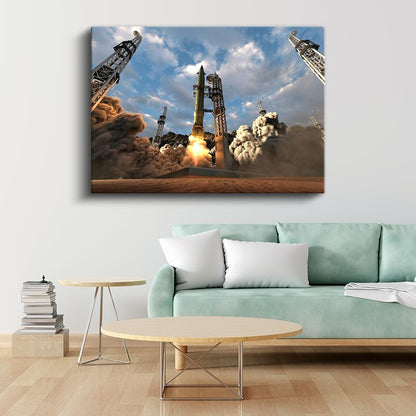 Roket Fırlatma Platformu - Kalkış Anı Kanvas Tablo
