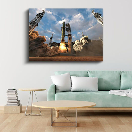 Roket Fırlatma Platformu - Kalkış Anı Kanvas Tablo