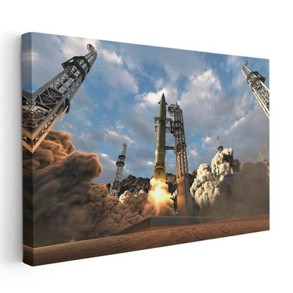Roket Fırlatma Platformu - Kalkış Anı Kanvas Tablo