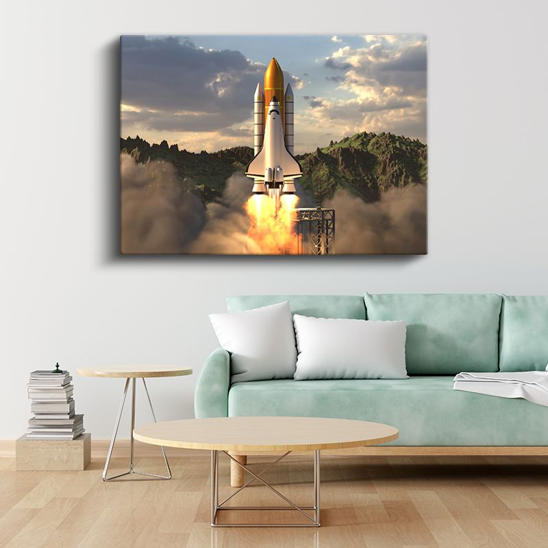 Uzay Mekiği - Dağlar Üzerinde Yükseliş Kanvas Tablo