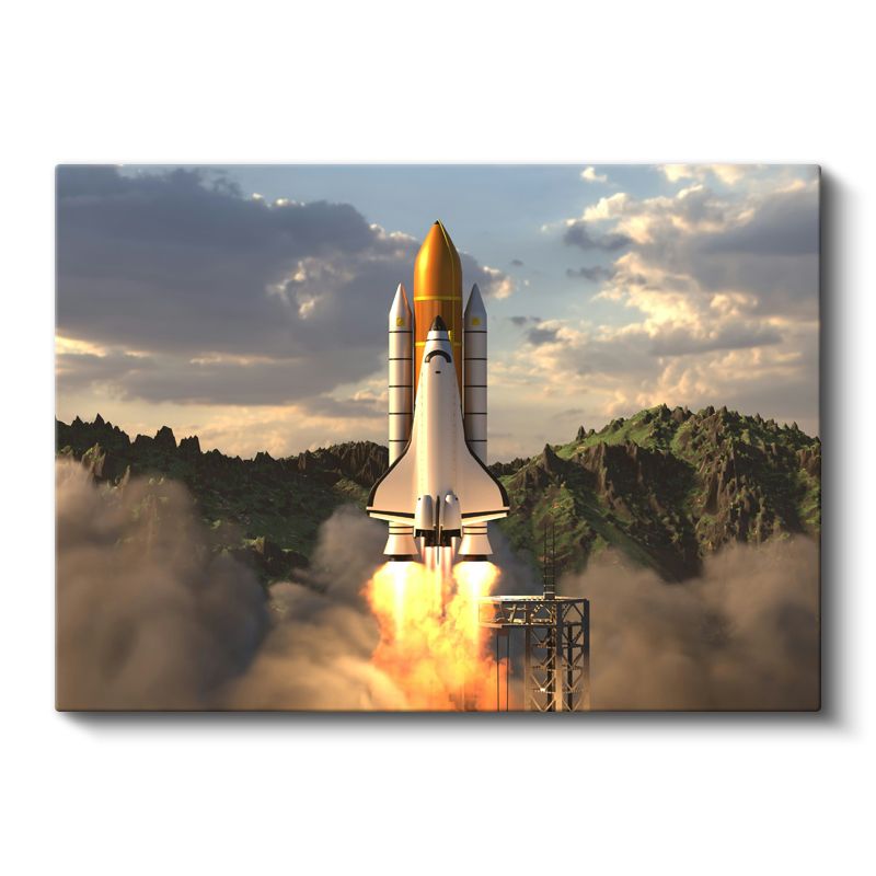 Uzay Mekiği - Dağlar Üzerinde Yükseliş Kanvas Tablo